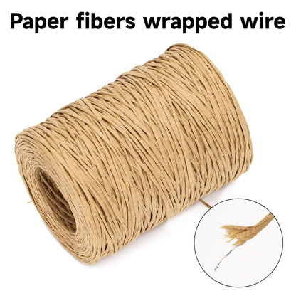 1 Rolls Floral Bind Wire Wrap Twine,Tutuviw Vine Wire Waterproof Paper Wrapped Rope Metal Wire for Flower Bouquets Flower Crowns, Artificial Flower Making, DIY Projects,Wedding Decorating (Brown) Light Brown
