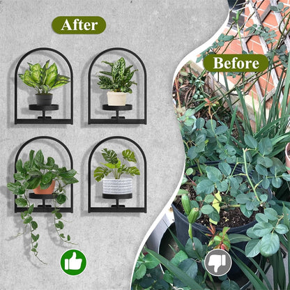 Metal Hanging Flower Holder,QZS Wall Plant Holders,Premium Picture Frame Flower Stand,Portable Indoor Plant Shelves for Bathroom,Living Room,2pcs