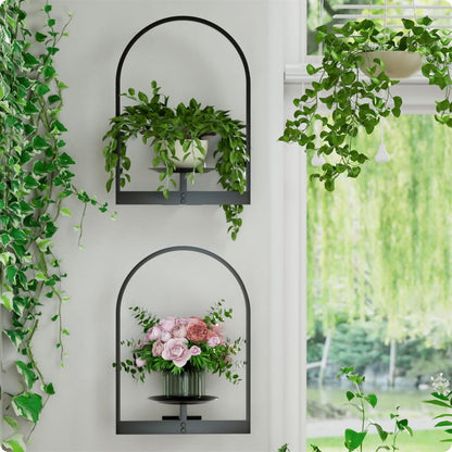 Metal Hanging Flower Holder,QZS Wall Plant Holders,Premium Picture Frame Flower Stand,Portable Indoor Plant Shelves for Bathroom,Living Room,2pcs