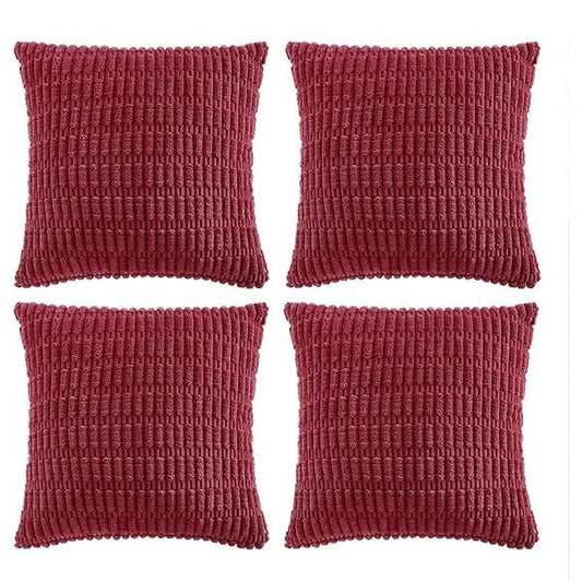 1611 4 Packs Burgundy Decorative Throw Pillow Covers 16x16 Inch for Living Room Couch Bed, Holiday Christmas Home Decor Gift, Soft Plush Corduroy Cute Square Accent Cushion Case 40x40 cm