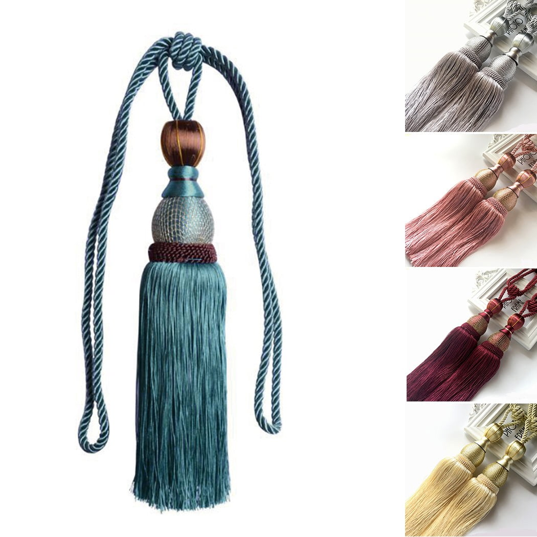 2pcs Large Tie Backs Ball Tassel Curtain Rope Tieback,Gold Silver
