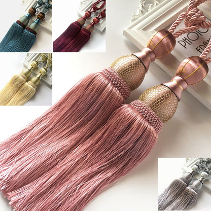 2pcs Large Tie Backs Ball Tassel Curtain Rope Tieback,Gold Silver