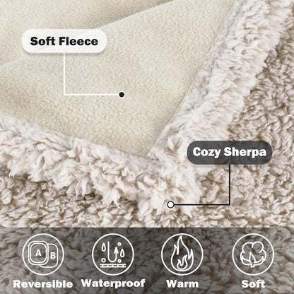 Pawsse Waterproof Pet Blanket, Pee Urine Proof Dog Blanket Cover for Couch Bed Furniture Protector, Liquid Proof Blanket for Small Medium Dogs, Buffale Red/Tuape, 50” x 60”. Camel/Tuape