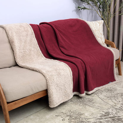 Pawsse Waterproof Pet Blanket, Pee Urine Proof Dog Blanket Cover for Couch Bed Furniture Protector, Liquid Proof Blanket for Small Medium Dogs, Buffale Red/Tuape, 50” x 60”. Wine/Tuape
