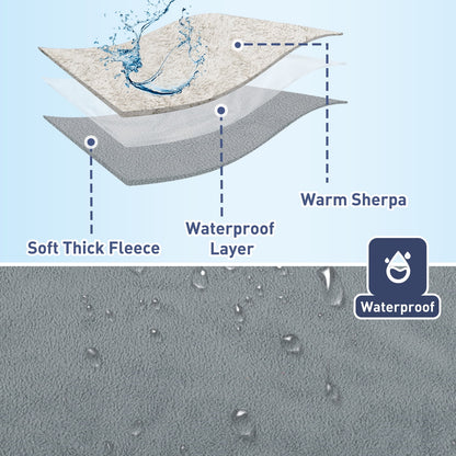 Pawsse Waterproof Pet Blanket, Pee Urine Proof Dog Blanket Cover for Couch Bed Furniture Protector, Liquid Proof Blanket for Small Medium Dogs, Buffale Red/Tuape, 50” x 60”. Wine/Tuape