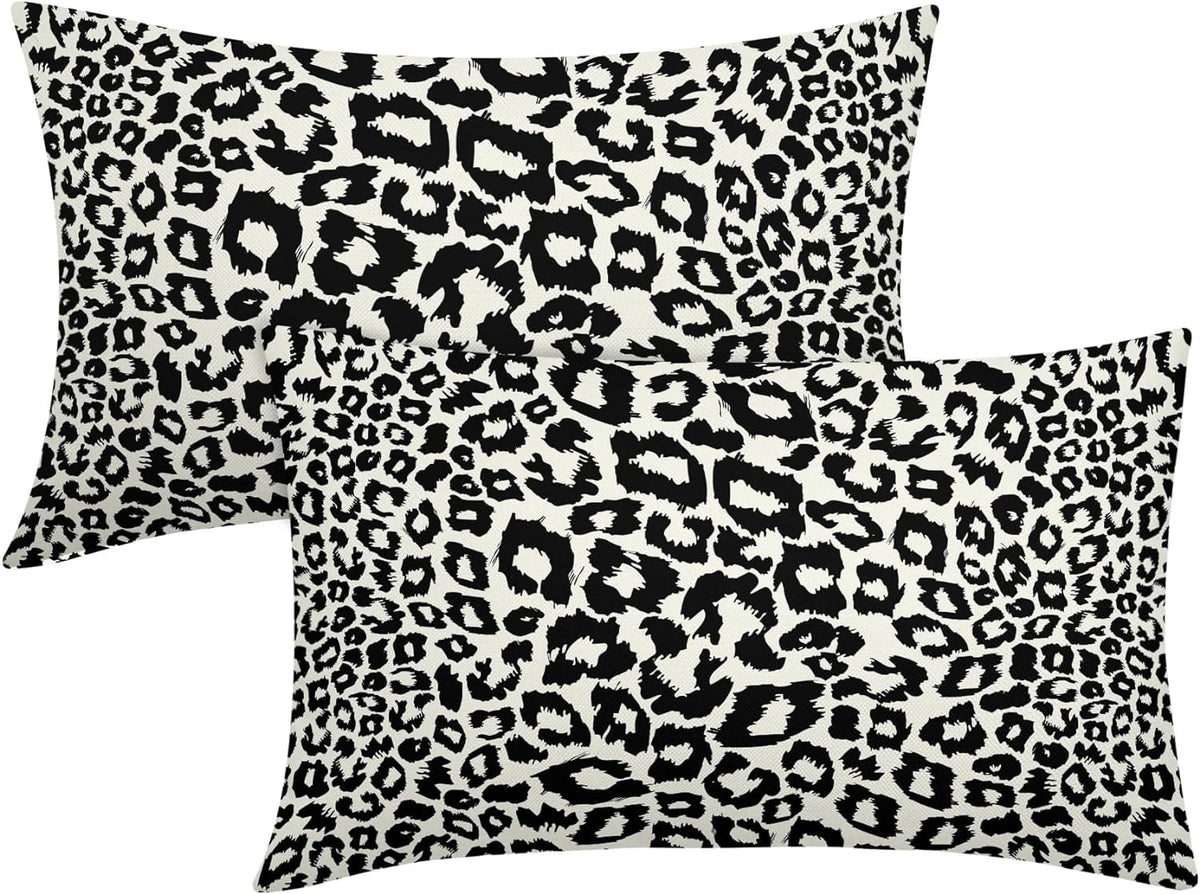 Lime Green White Leopard Print Pillow Covers 18x18 Inch Set of 2 Cheetah Animal Spots Decorative Throw Pillows For Couch Farmhouse Chinoiserie Pillow Cases Home Decor For Room Sofa Bed Porch Outdoor 12" x 20" Yellow Leopard
