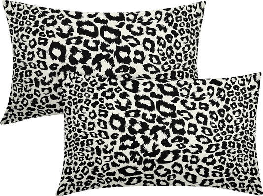 Lime Green White Leopard Print Pillow Covers 18x18 Inch Set of 2 Cheetah Animal Spots Decorative Throw Pillows For Couch Farmhouse Chinoiserie Pillow Cases Home Decor For Room Sofa Bed Porch Outdoor 12" x 20" Yellow Leopard