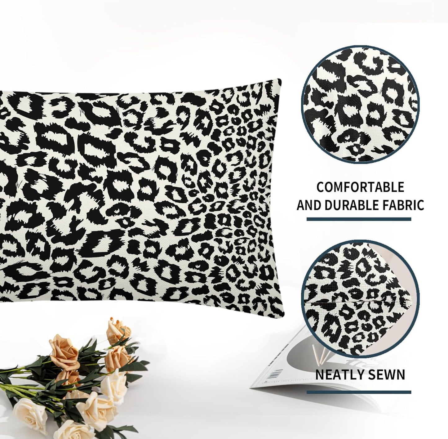 Lime Green White Leopard Print Pillow Covers 18x18 Inch Set of 2 Cheetah Animal Spots Decorative Throw Pillows For Couch Farmhouse Chinoiserie Pillow Cases Home Decor For Room Sofa Bed Porch Outdoor 12" x 20" Yellow Leopard