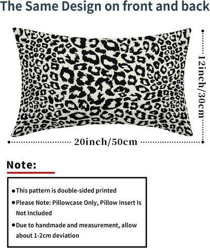 Lime Green White Leopard Print Pillow Covers 18x18 Inch Set of 2 Cheetah Animal Spots Decorative Throw Pillows For Couch Farmhouse Chinoiserie Pillow Cases Home Decor For Room Sofa Bed Porch Outdoor 12" x 20" Yellow Leopard
