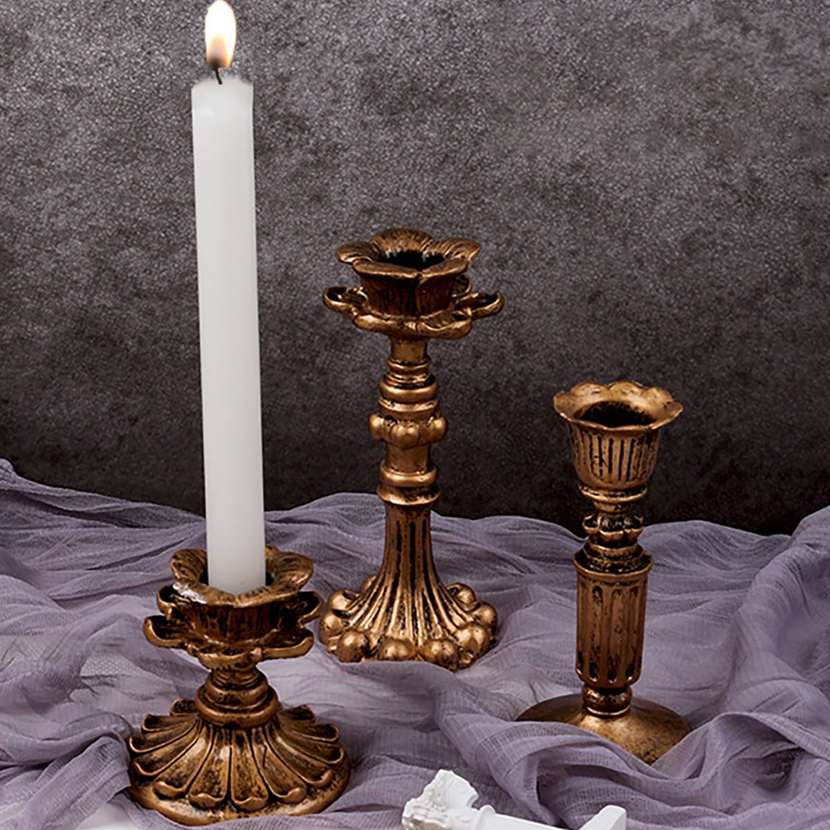 Candlestick Holders , Brass Gold Candlestick Holder Set Candle Stick Holders Decorative Candlestick Stand for Wedding Party Dinning as shown 096