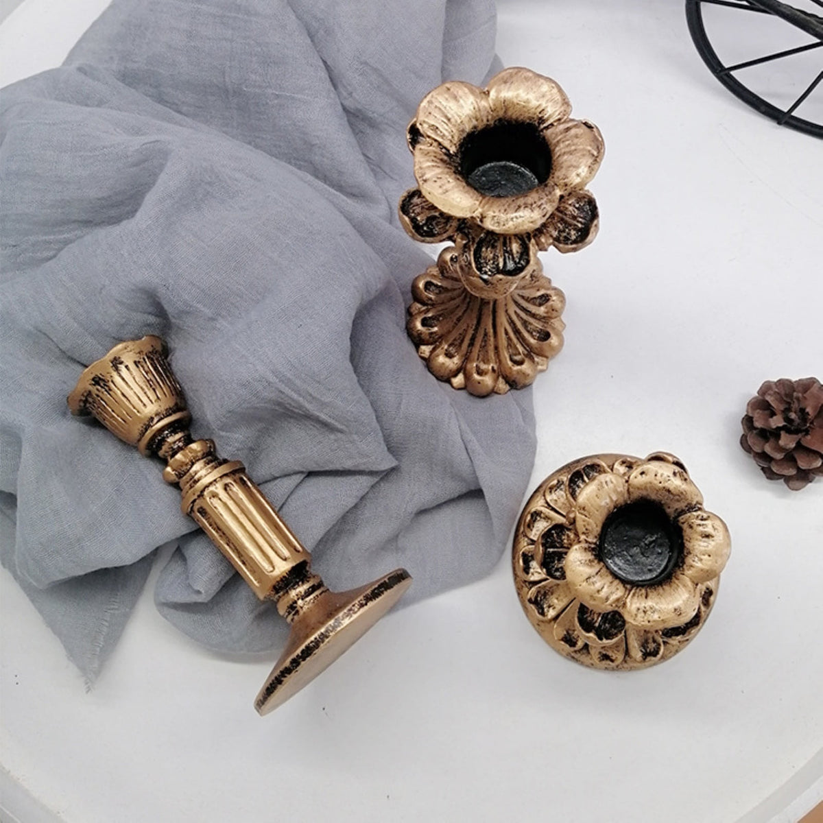 Candlestick Holders , Brass Gold Candlestick Holder Set Candle Stick Holders Decorative Candlestick Stand for Wedding Party Dinning as shown 096