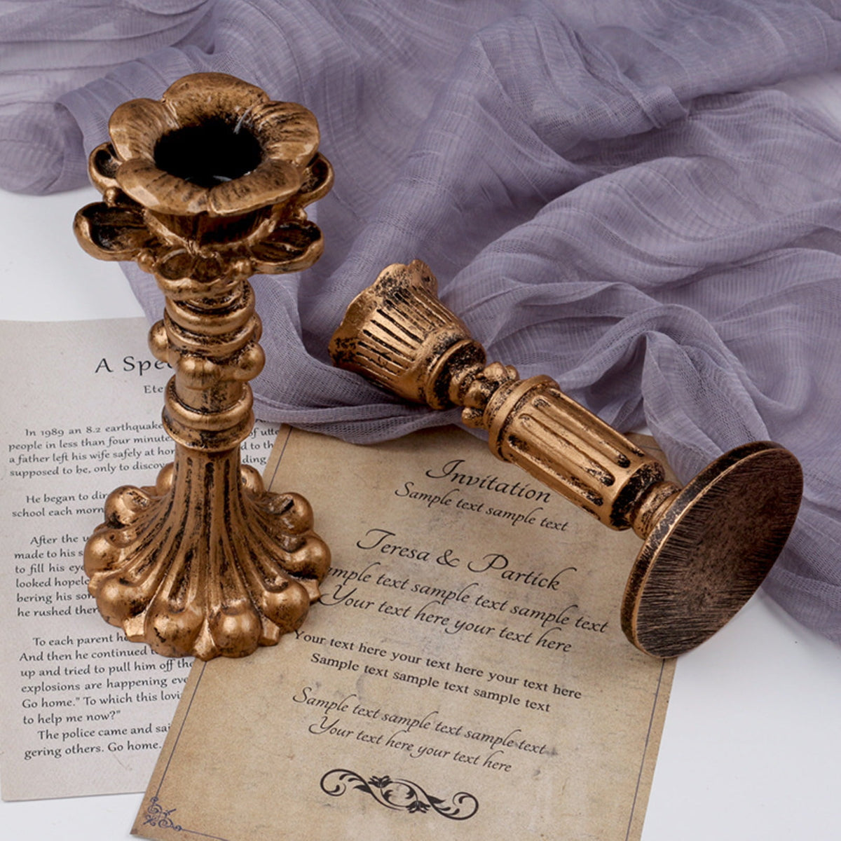 Candlestick Holders , Brass Gold Candlestick Holder Set Candle Stick Holders Decorative Candlestick Stand for Wedding Party Dinning as shown 096