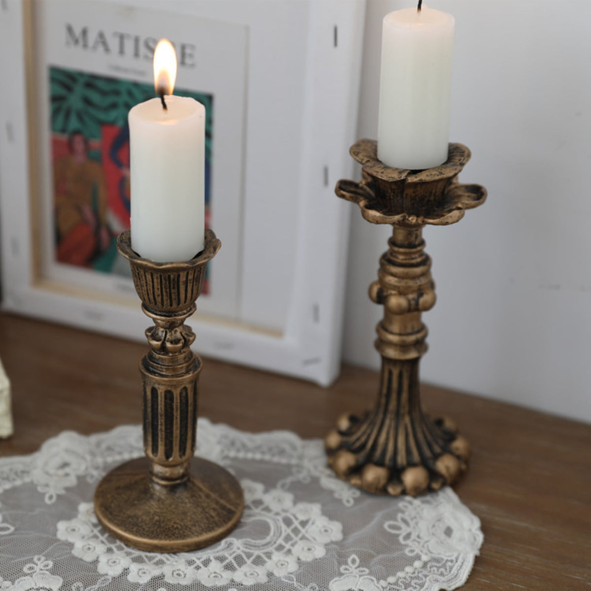 Candlestick Holders , Brass Gold Candlestick Holder Set Candle Stick Holders Decorative Candlestick Stand for Wedding Party Dinning as shown 096