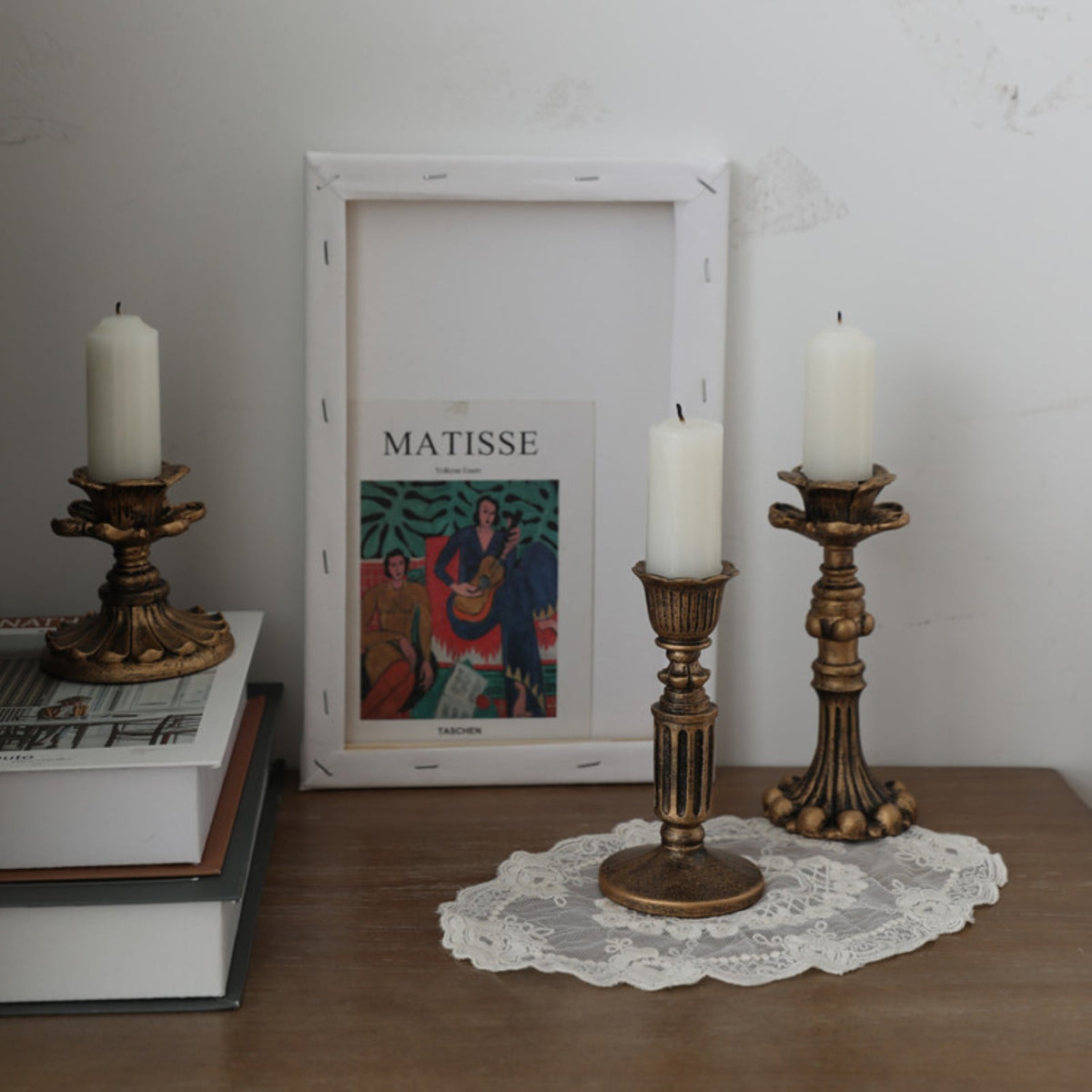Candlestick Holders , Brass Gold Candlestick Holder Set Candle Stick Holders Decorative Candlestick Stand for Wedding Party Dinning as shown 096