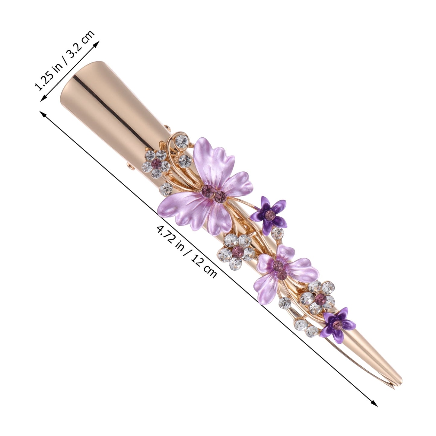 KALLORY Metal Flower Clip Large Hair Barrettes Rhinestone Alligator Hair Clips for Women Accessories Party Festival Style Purple