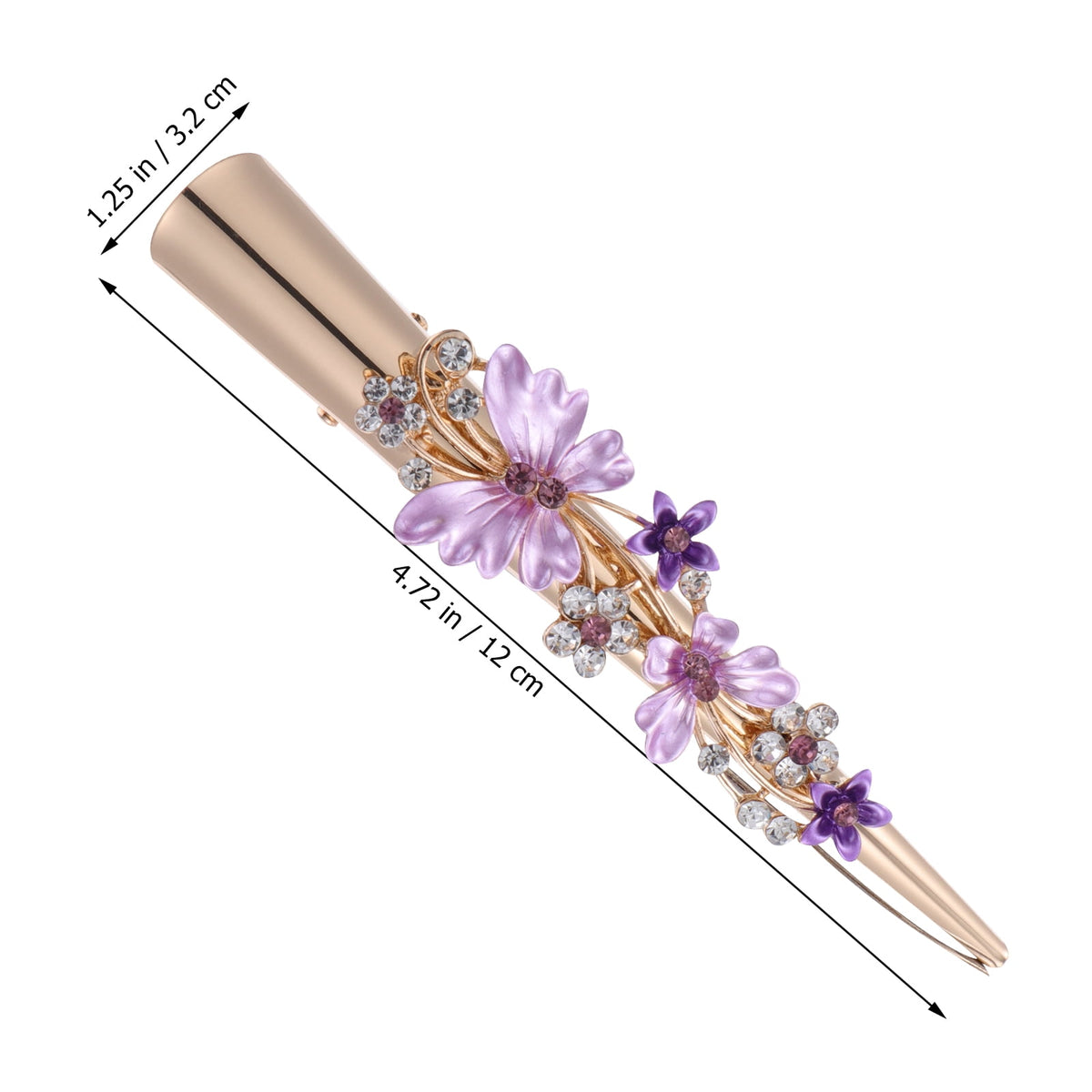 Metal Flower Clip Large Hair Barrettes Rhinestone Alligator Hair Clips for Women Accessories Party Festival Style Purple
