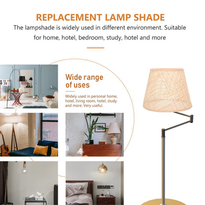 SKISUNO Khaki Rattan Floor Lamp Shade Replacement 6.7x6.7in for Study Room, 1 Piece and Stylish