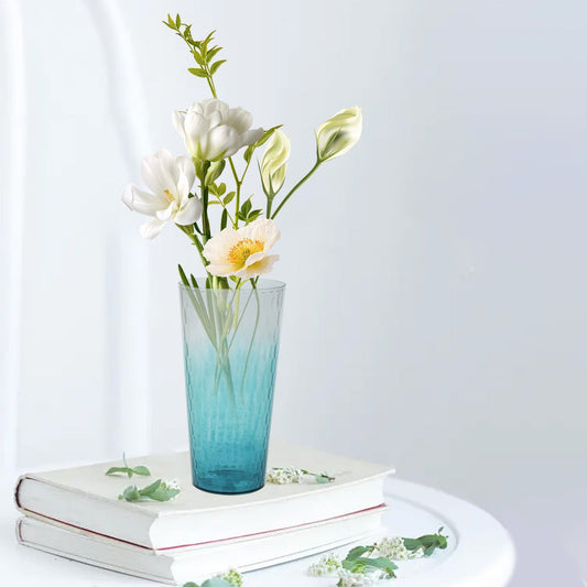 Kdkad Two-Tone High-Transparency Glass Vase - Multi-Color Flower Bucket for Living Room Decor, Floral Arrangements & Plant Cultivation (Serviceable Home Decoration, Modern Tabletop/Office Centerpiece) 5.3×10.2 in Green