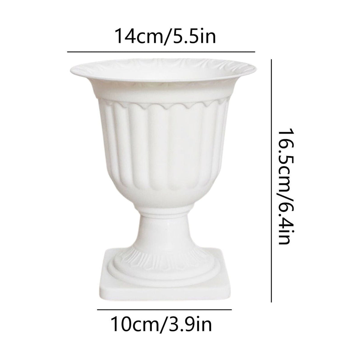 Darzheoy White Urn Planter Flower Pots, Classic Plastic Tall Planter, Wedding Party Porch Front Door Decorative 2 Pack A