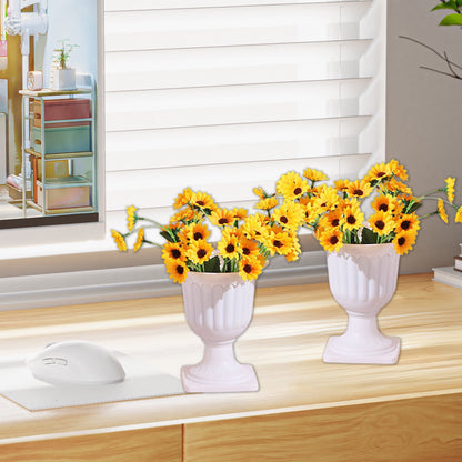 Darzheoy White Urn Planter Flower Pots, Classic Plastic Tall Planter, Wedding Party Porch Front Door Decorative 2 Pack A