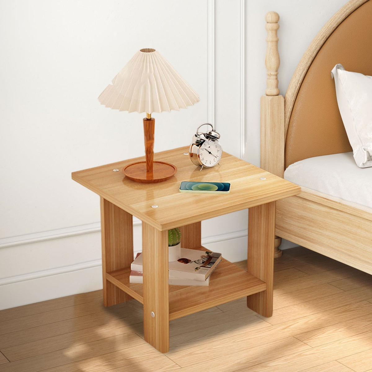 Compact Multi-Functional Side Table, Small Accent End Table for Sofa, Bedside, Living Room & Apartment, Portable Tea Table Nightstand Brown