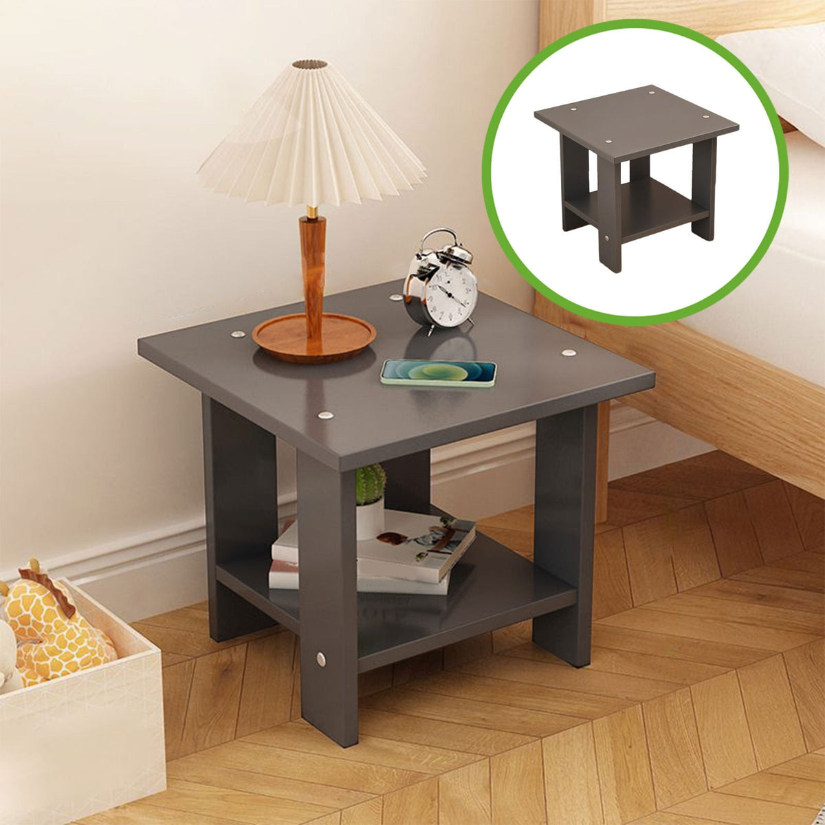 Compact Multi-Functional Side Table, Small Accent End Table for Sofa, Bedside, Living Room & Apartment, Portable Tea Table Nightstand Gray