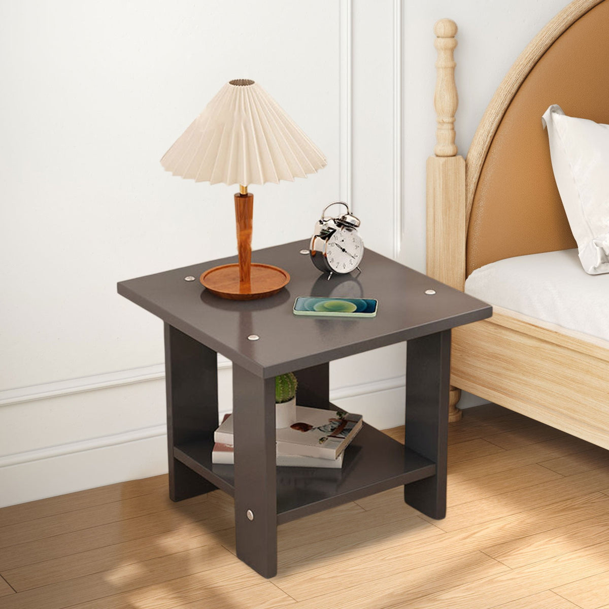 Compact Multi-Functional Side Table, Small Accent End Table for Sofa, Bedside, Living Room & Apartment, Portable Tea Table Nightstand Gray