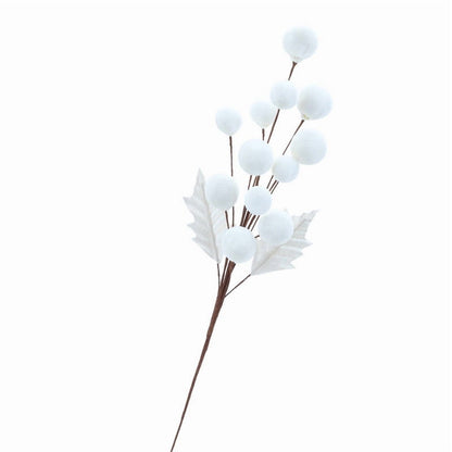 AYktou 21 Inch Christmas Artificial Flowers, Velvet Balls Fake Flowers with Branches, Elegant Unique Flower Arrangement Vase Layout, Christmas Plants for Living Room Dining Table Home Decor, White D