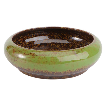 HOOWIFFY Green Ceramic Flower Pot, Hydroponic Planter for Indoor and Outdoor Garden Decor