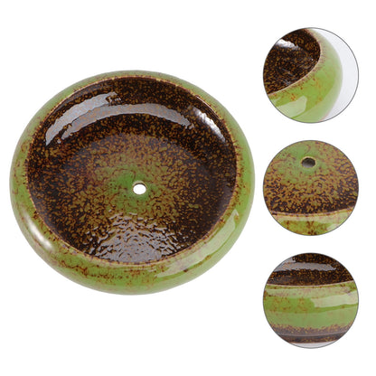 HOOWIFFY Green Ceramic Flower Pot, Hydroponic Planter for Indoor and Outdoor Garden Decor