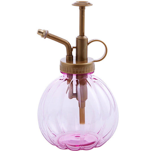 Darzheoy Plant Mister Spray Bottle, 350ML Vintage Pumpkin Style Decorative Plant Atomizer Watering Can Pot with Top Pump for Indoor Potted Plants Flowers Pink