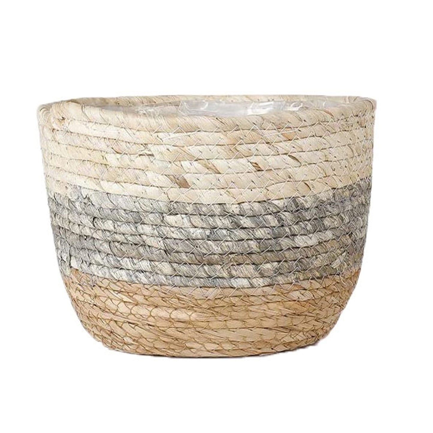 Darzheoy Woven Seagrass Plant Basket, Flower Pots Home Boho Decor, Storage Picnic Grocery Straw Bag for Plant Artificial Tree - 5.5"×8.7"×6.3 B