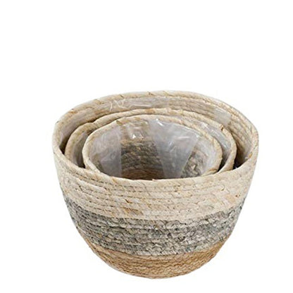 Darzheoy Woven Seagrass Plant Basket, Flower Pots Home Boho Decor, Storage Picnic Grocery Straw Bag for Plant Artificial Tree - 5.5"×8.7"×6.3 B