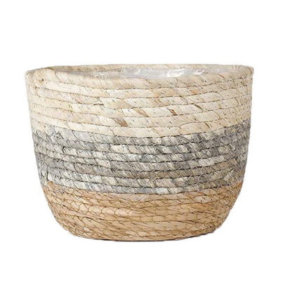 Darzheoy Woven Seagrass Plant Basket, Flower Pots Home Boho Decor, Storage Picnic Grocery Straw Bag for Plant Artificial Tree - 5.5"×8.7"×6.3 C