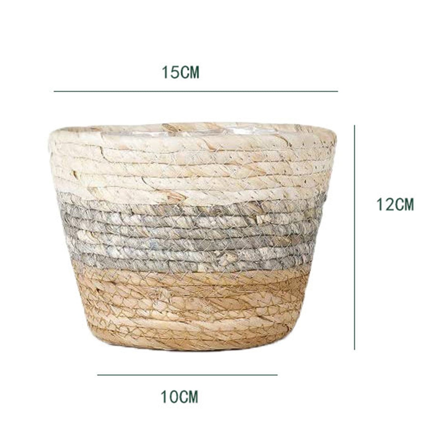 Darzheoy Woven Seagrass Plant Basket, Flower Pots Home Boho Decor, Storage Picnic Grocery Straw Bag for Plant Artificial Tree - 5.5"×8.7"×6.3 C