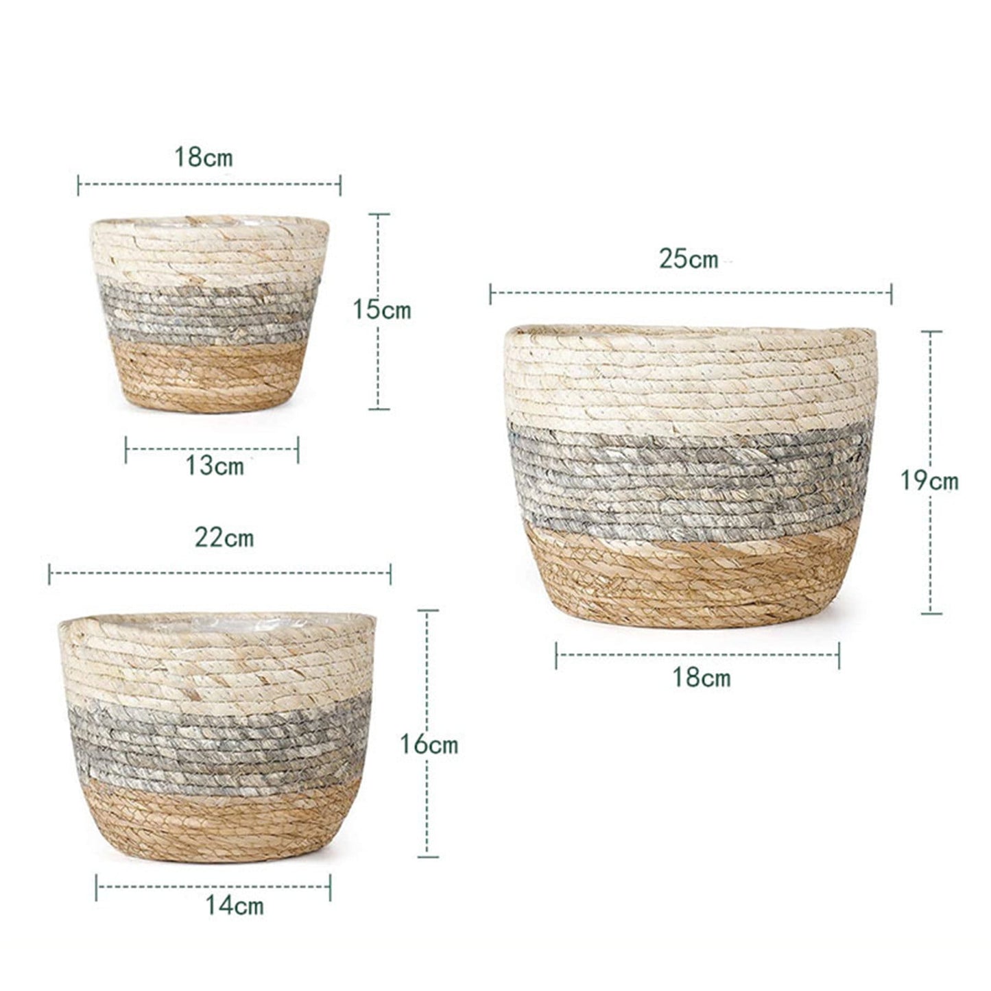 Darzheoy Woven Seagrass Plant Basket, Flower Pots Home Boho Decor, Storage Picnic Grocery Straw Bag for Plant Artificial Tree - 5.5"×8.7"×6.3 C
