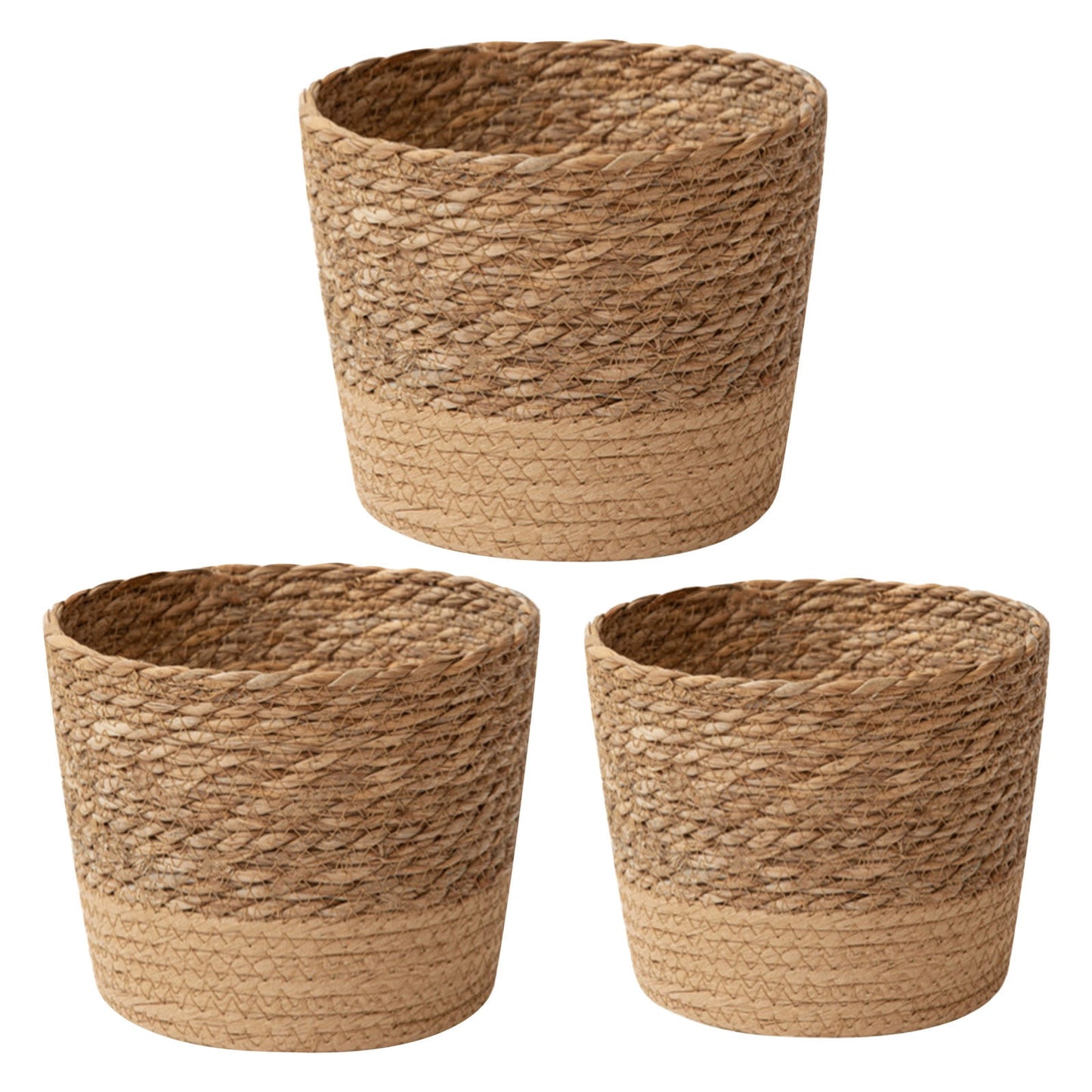 Darzheoy Woven Seagrass Plant Basket, Flower Pots Home Boho Decor, Storage Picnic Grocery Straw Bag for Plant Artificial Tree - 5.5"×8.7"×6.3 D