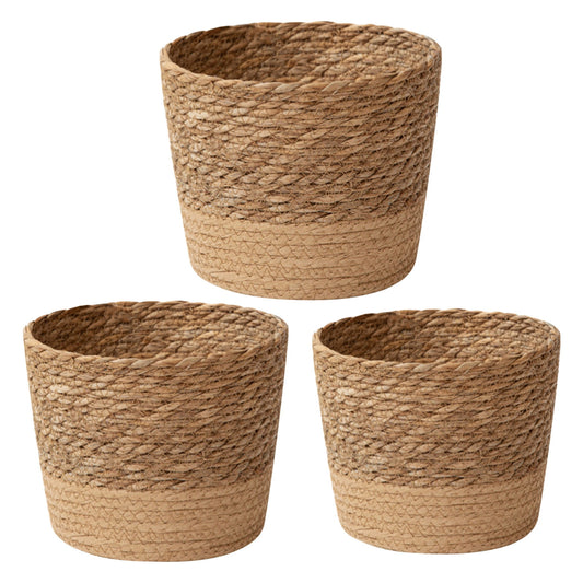 Darzheoy Woven Seagrass Plant Basket, Flower Pots Home Boho Decor, Storage Picnic Grocery Straw Bag for Plant Artificial Tree - 5.5"×8.7"×6.3 D