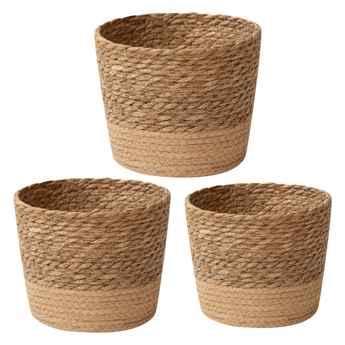Darzheoy Woven Seagrass Plant Basket, Flower Pots Home Boho Decor, Storage Picnic Grocery Straw Bag for Plant Artificial Tree - 5.5"×8.7"×6.3 F