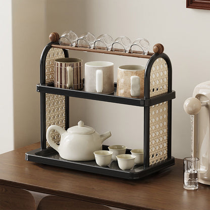 Tea Water Rack, Multi-Functional Storage Rack, Multi Layer Cup Storage Rack, Multi-function Rack Desktop Storage Rack, Mul-tifunctional Wooden Tea Cup Station Countertop Stand Shel