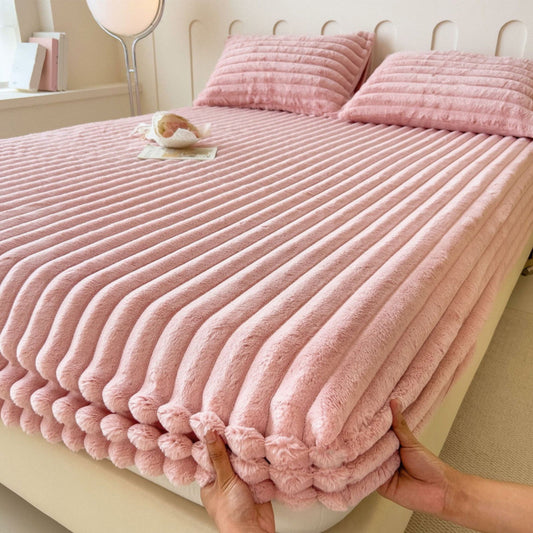 Velvet Fleece Fitted Sheet Bed Sheet, Plain Thermal Warm Soft Bedding, Flannel Fitted Sheet, Super Soft Warm Velvet Plush Bed Sheets, Winter Imitation Fleece Bed Sheet, Milk Fleece Bed Cover