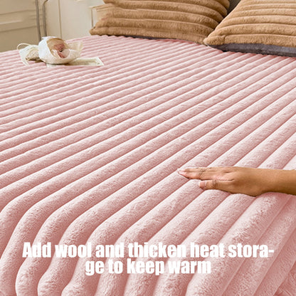 Velvet Fleece Fitted Sheet Bed Sheet, Plain Thermal Warm Soft Bedding, Flannel Fitted Sheet, Super Soft Warm Velvet Plush Bed Sheets, Winter Imitation Fleece Bed Sheet, Milk Fleece Bed Cover