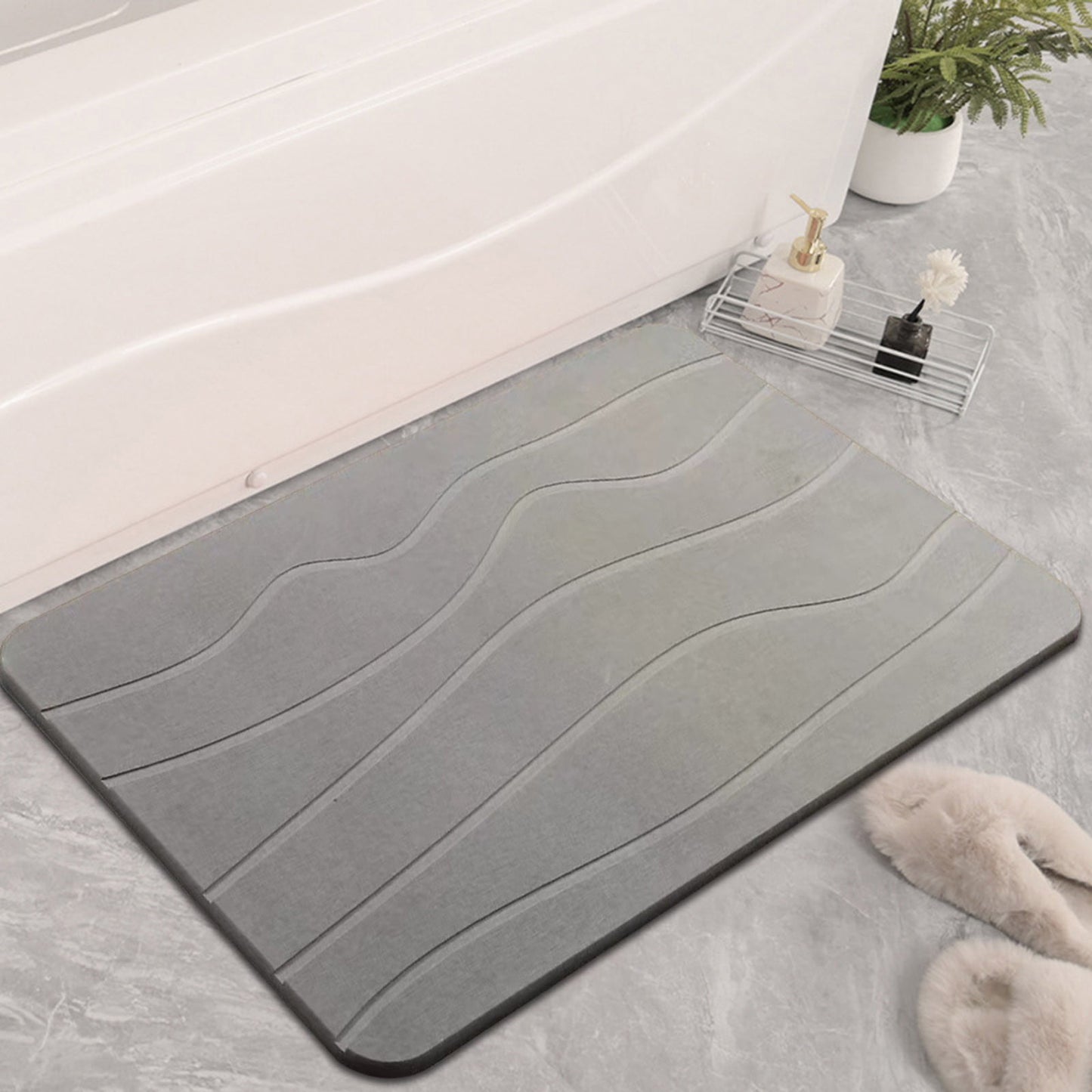 Stone Bath Mat, Diatomaceous Earth Shower Mat, Non-Slip Super Absorbent Diatomite Stone Bath Mats, Bathroom Door Mat, for Bathroom Floor Quick Drying Natural Easy to Clean