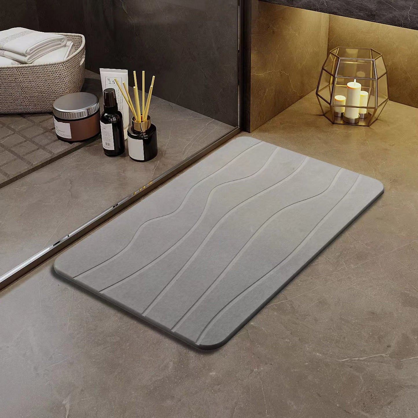 Stone Bath Mat, Diatomaceous Earth Shower Mat, Non-Slip Super Absorbent Diatomite Stone Bath Mats, Bathroom Door Mat, for Bathroom Floor Quick Drying Natural Easy to Clean