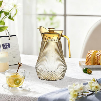 Acrylic Pitcher, Clear Plastic Water Pitchers with Lid and Spout, Iced Tea Pitcher Beverage Containers for Fridge, Juice, Sangria, Lemonade, Shatter-proof, BPA-Free
