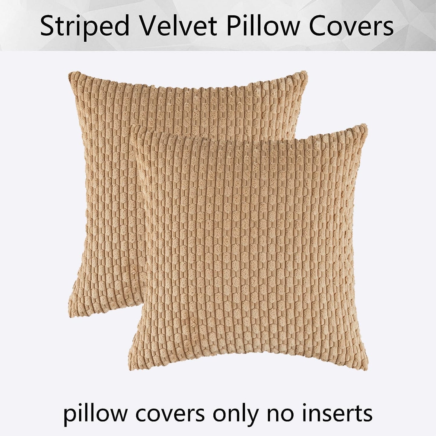 Holzlrgus Fall Set of 2 Striped Textured Velvet Corduroy Decorative Europe Sham Seasonal Autumn Throw Pillow Cushion Cover for Couch, (60x60 cm, 24inch), Burnt Brick