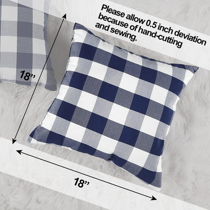 Light Blue Farmhouse Buffalo Plaid Pillow Covers 18x18 Set of 2 Patio Outdoor Decor Neutral Checkered Pillow Covers 18 x 18, Blue and White Gingham