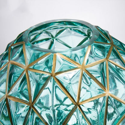 Outline in Gold Glass Vase Cute Green Flower Vase Hand Blow Sphere Vases for Bookshelf,Dinner Table,Dining Room,Meeting