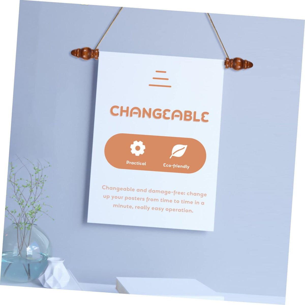 2pcs Hanging Scroll Vintage Pictures Banner Poles Canvas Hanging Frame Wall Coat Hanger Painting Hanging Rod Dowel Artwork