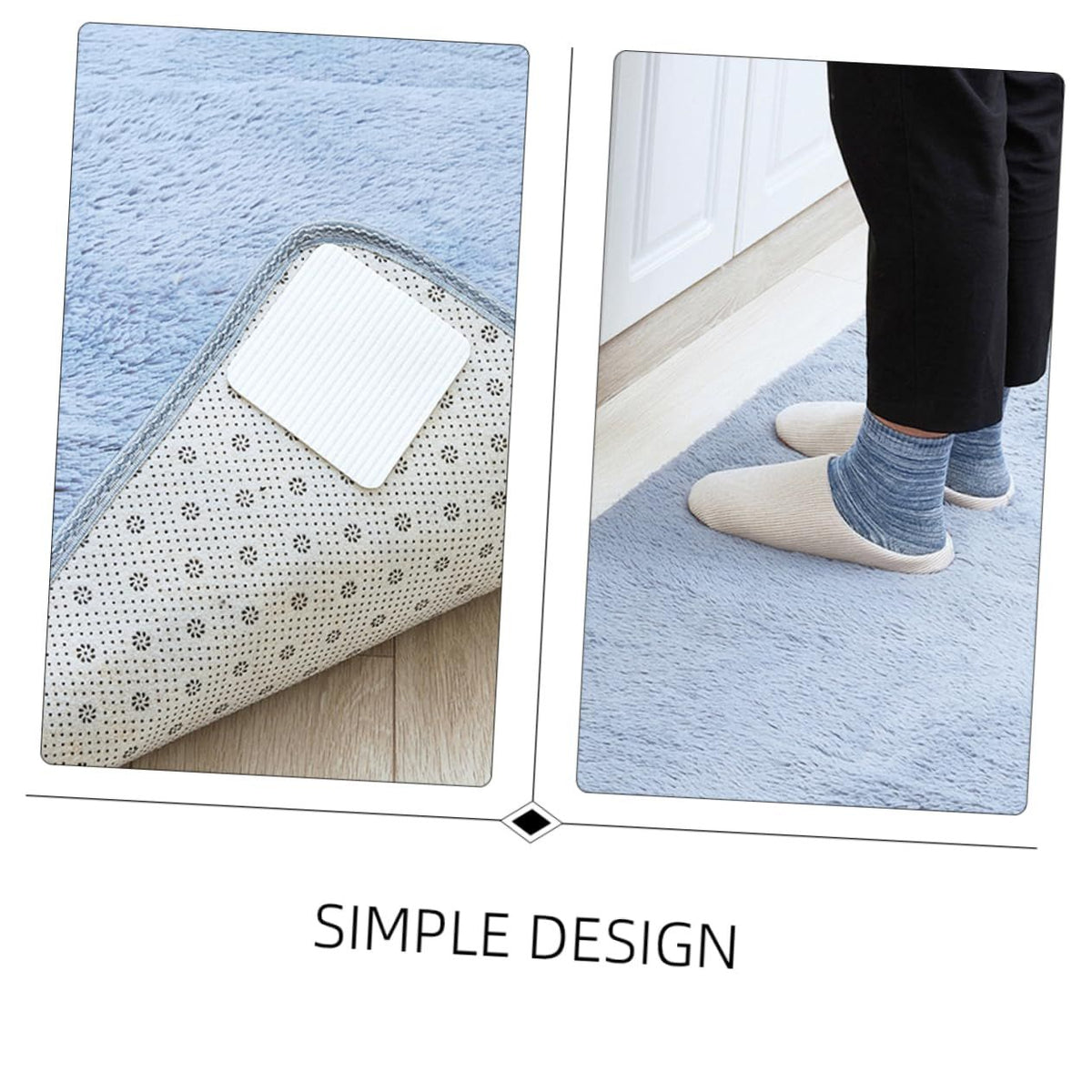 4pcs Carpet Anti-Slip Stickers Washable Area Rug Traceless Carpet Sticker Floor Stickers for Carpet Nonslip Rug Footprint White